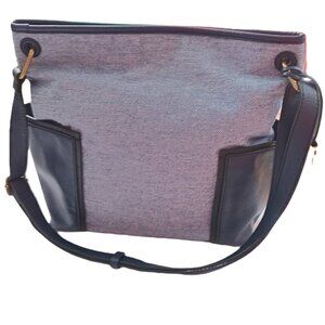 FOSSIL Blue Denim-Looks Women's Canvas Leather Trims Shoulder Bag #ZB7538
